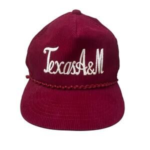 VTG Texas A&M Aggies Snapback Hat Cap Corduroy Rope Script Embroidered Maroon